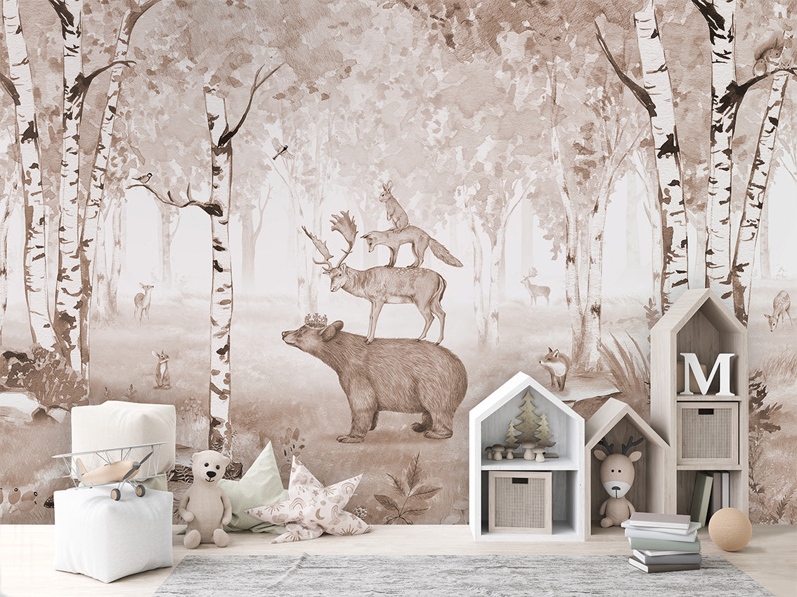 Bear King Woodland Wallpaper Mural