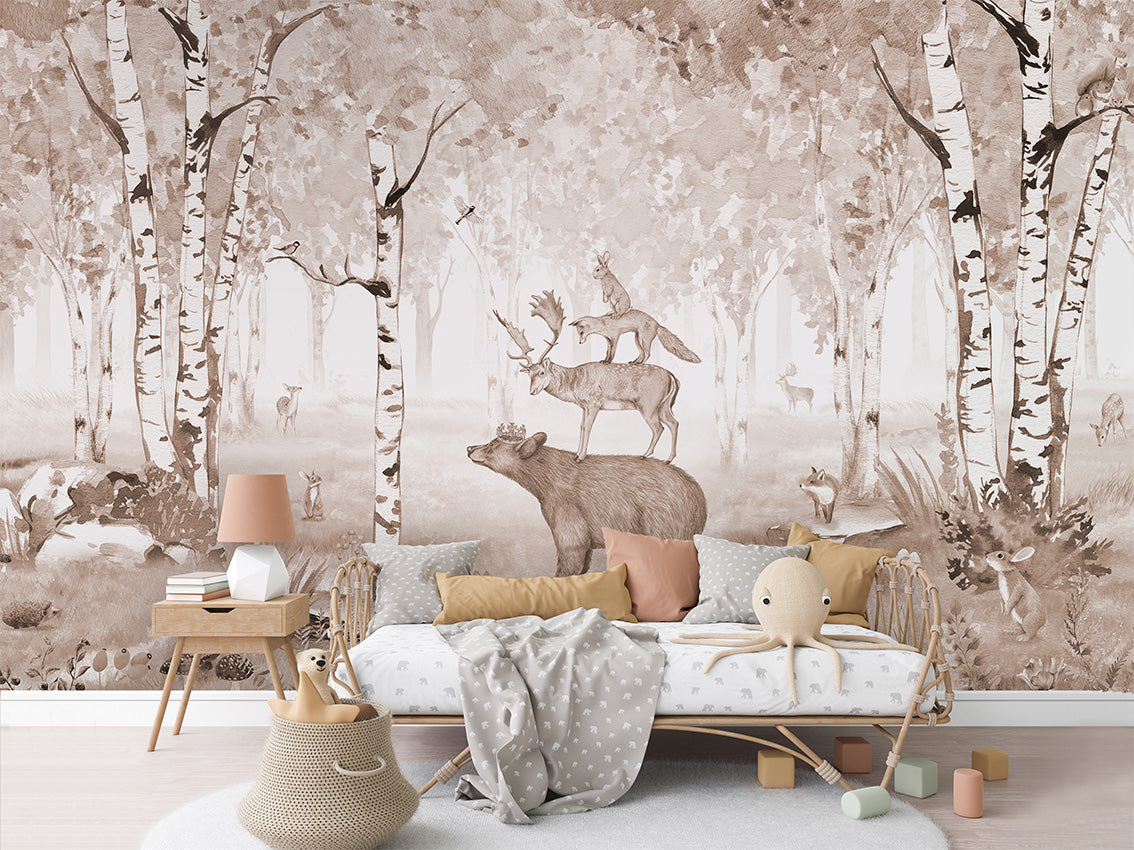 Bear King Woodland Wallpaper Mural