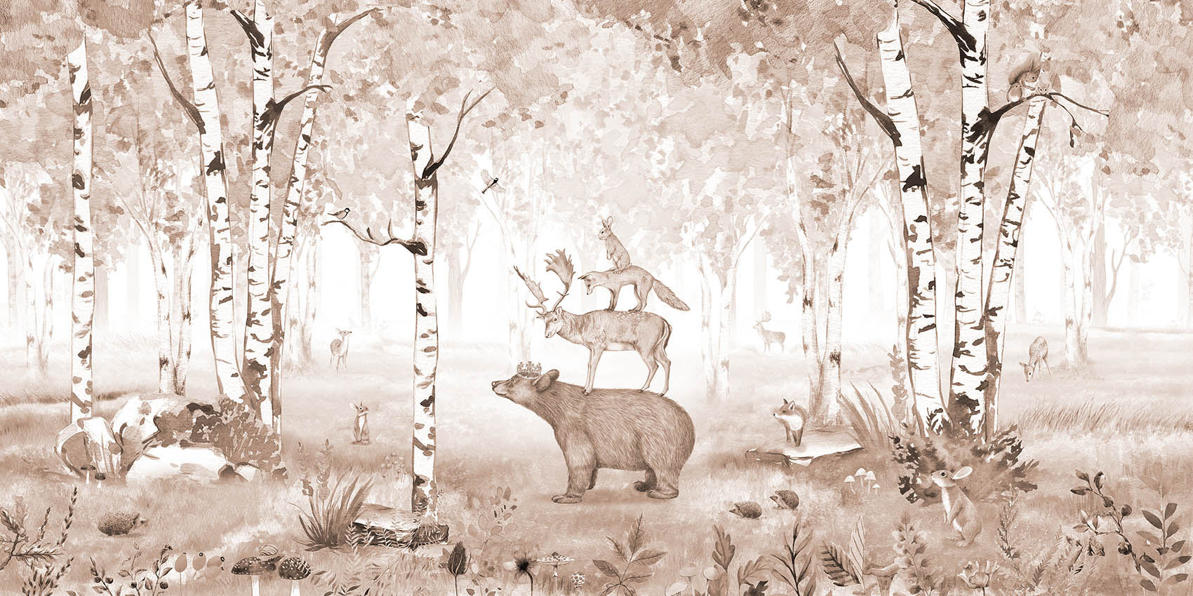 Bear King Woodland Wallpaper Mural