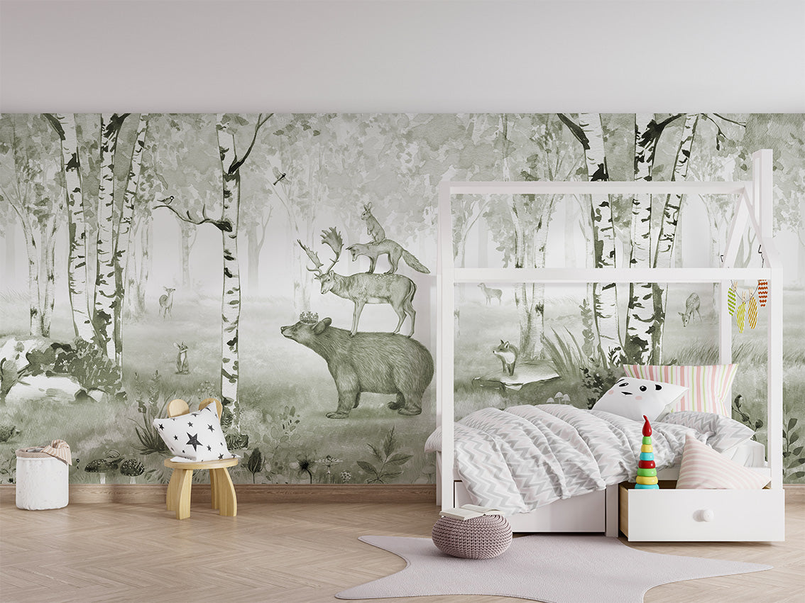 Bear King Woodland Wallpaper Mural