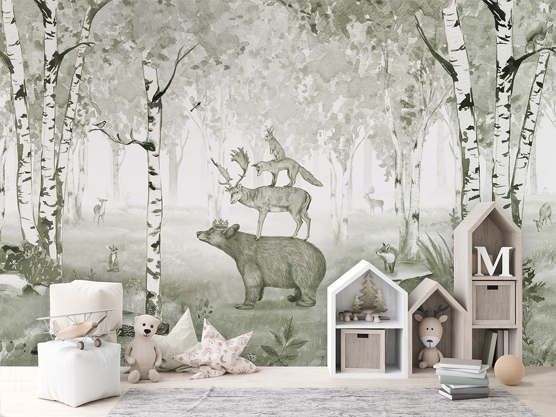 Bear King Woodland Wallpaper Mural