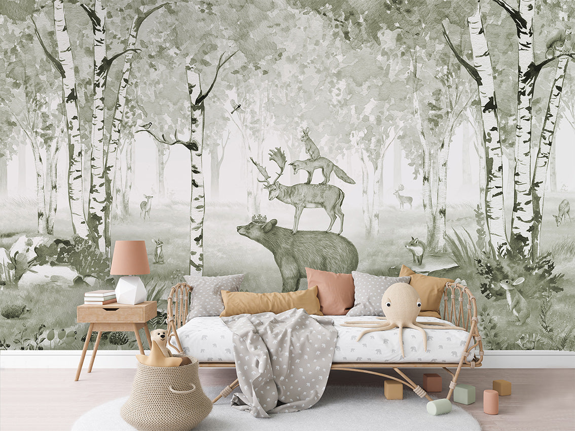 Bear King Woodland Wallpaper Mural