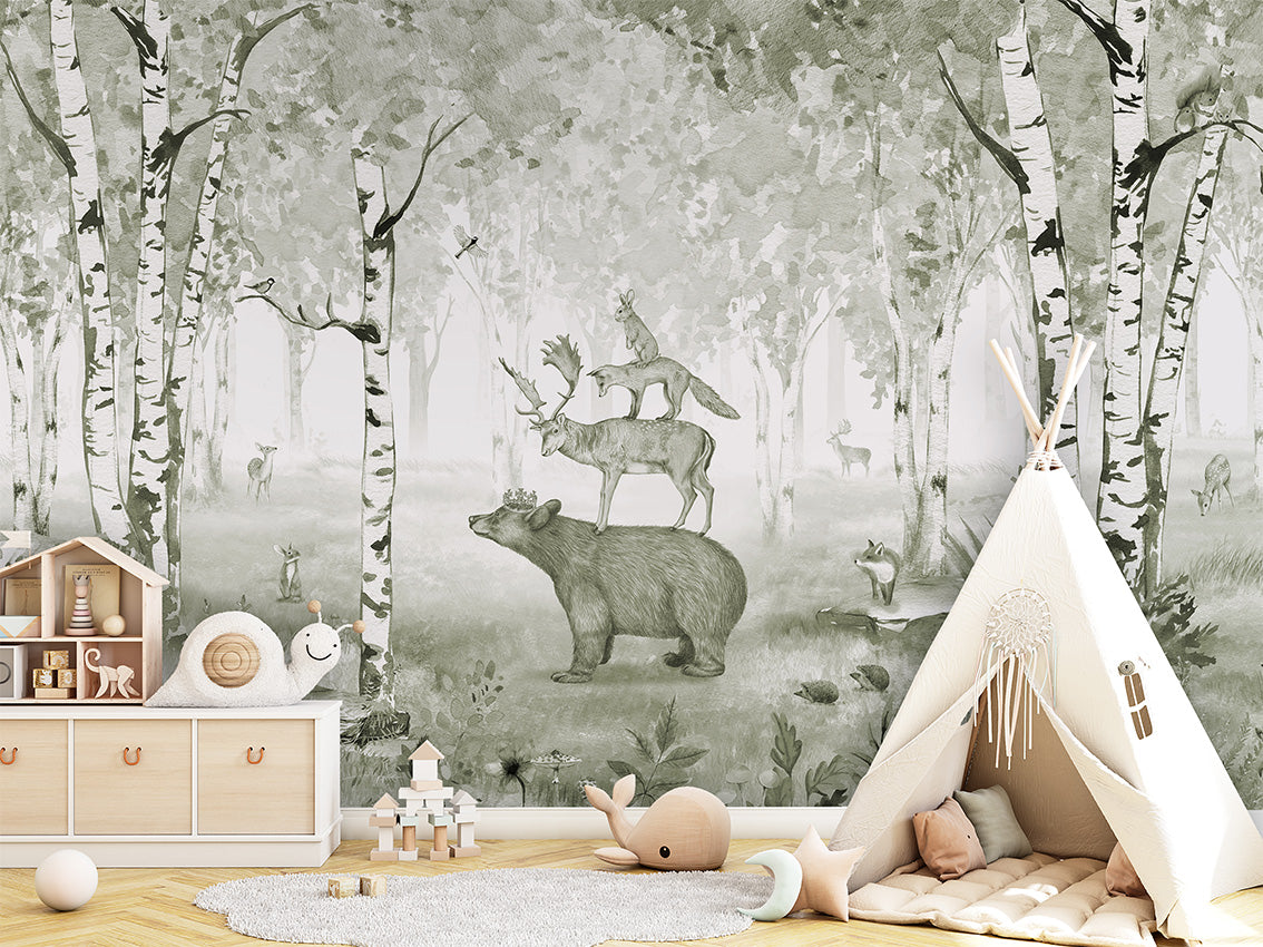 Bear King Woodland Wallpaper Mural