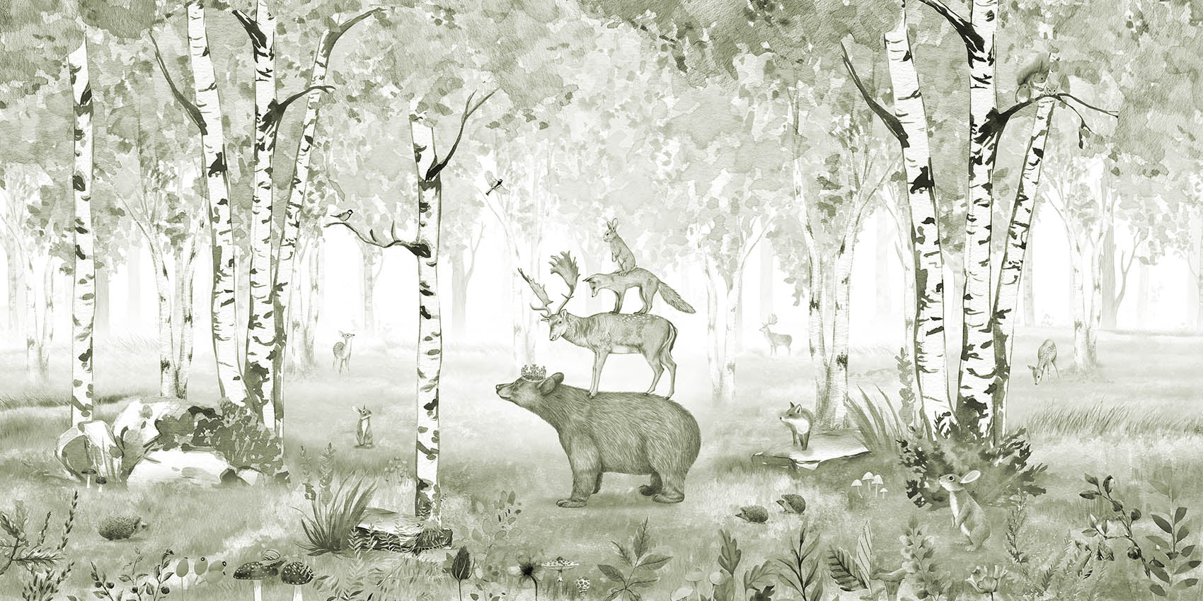 Bear King Woodland Wallpaper Mural