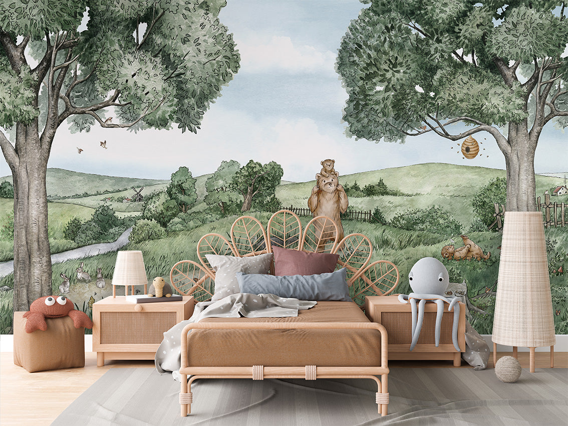 Bears and Bees Wallpaper Mural