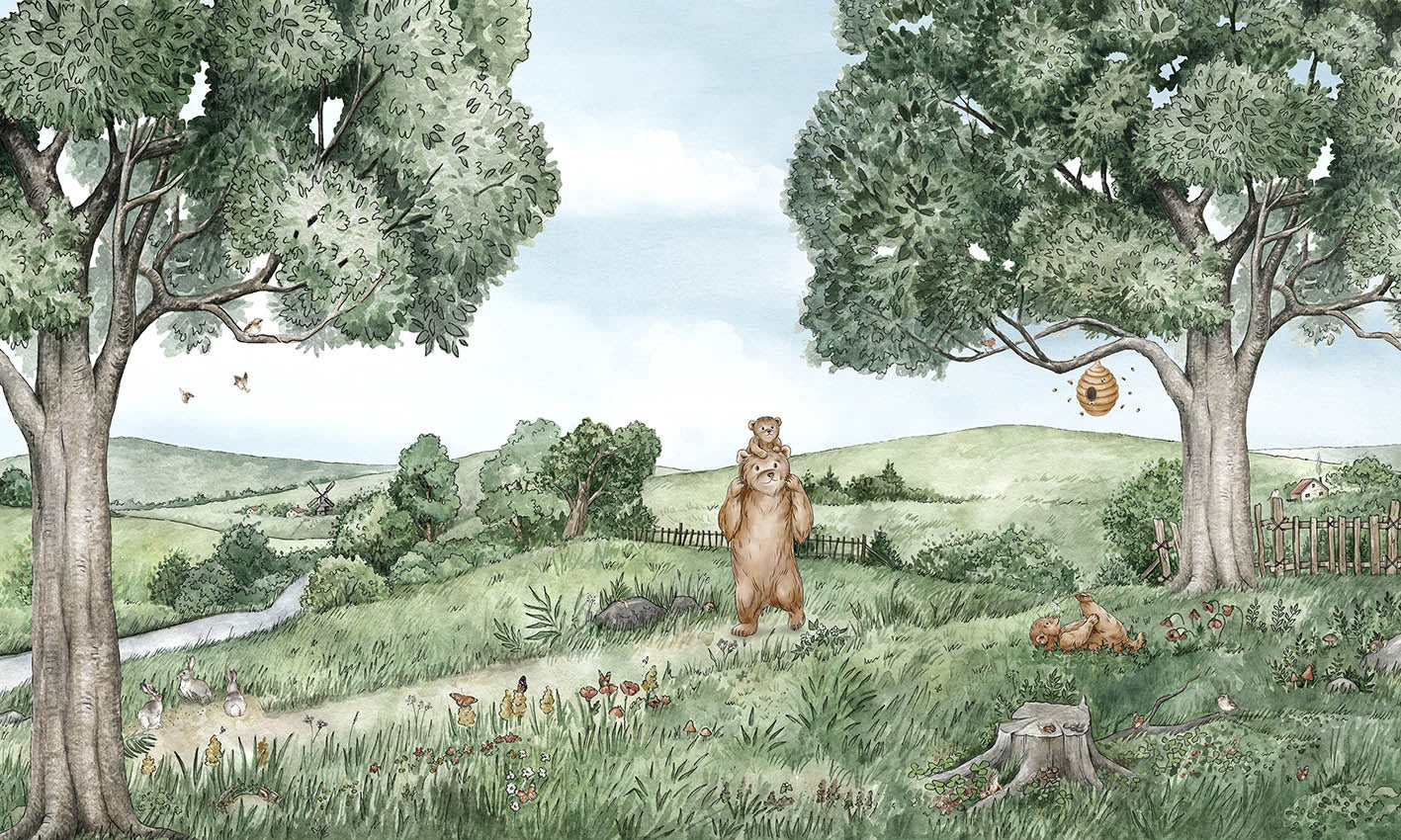 Bears and Bees Wallpaper Mural