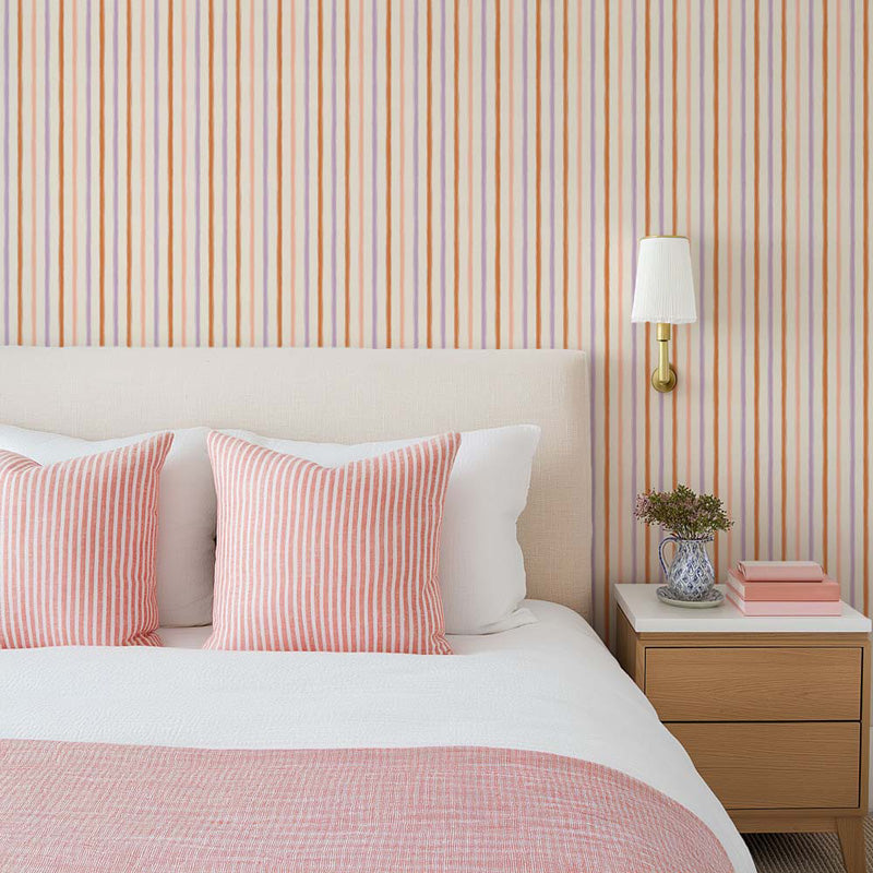 Hand-Brushed Linear Stripes – Wallpaper in Multi Colours