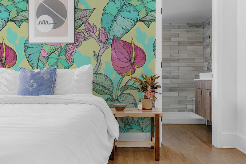 Pink Anthurium Botanical Wallpaper