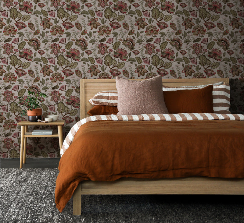 Vintage Botanical Folk Floral Wallpaper