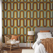 Retro Wave Flow – Geometric Wallpaper in Warm Tones