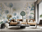 Blue Wild Meadow Botanical Wallpaper Mural