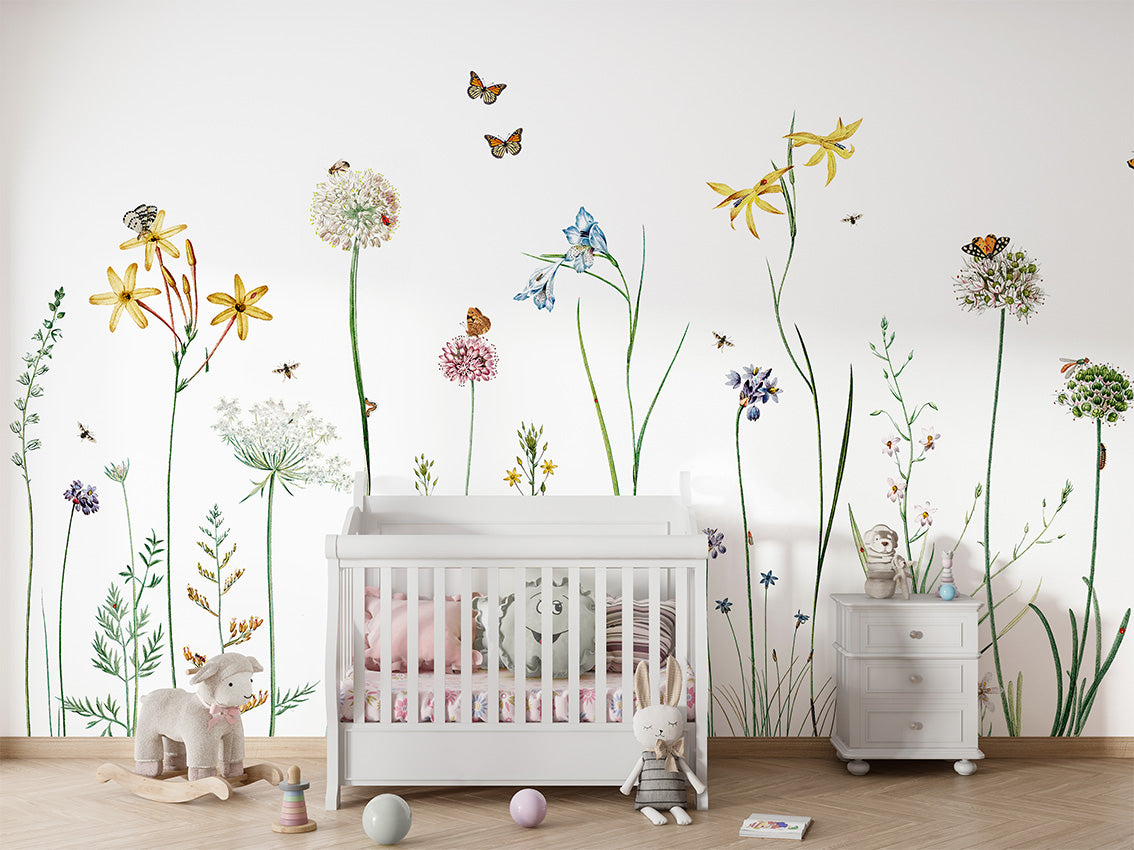 Butterfly Garden Floral Wallpaper Mural