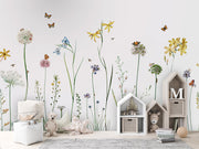 Butterfly Garden Floral Wallpaper Mural