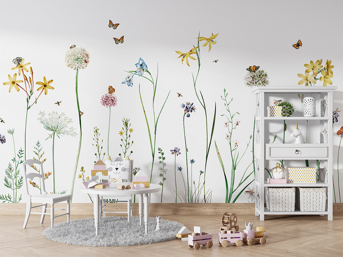 Butterfly Garden Floral Wallpaper Mural