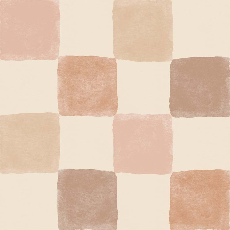 Soft Checkerboard Wallpaper – Hand-Painted Squares Design