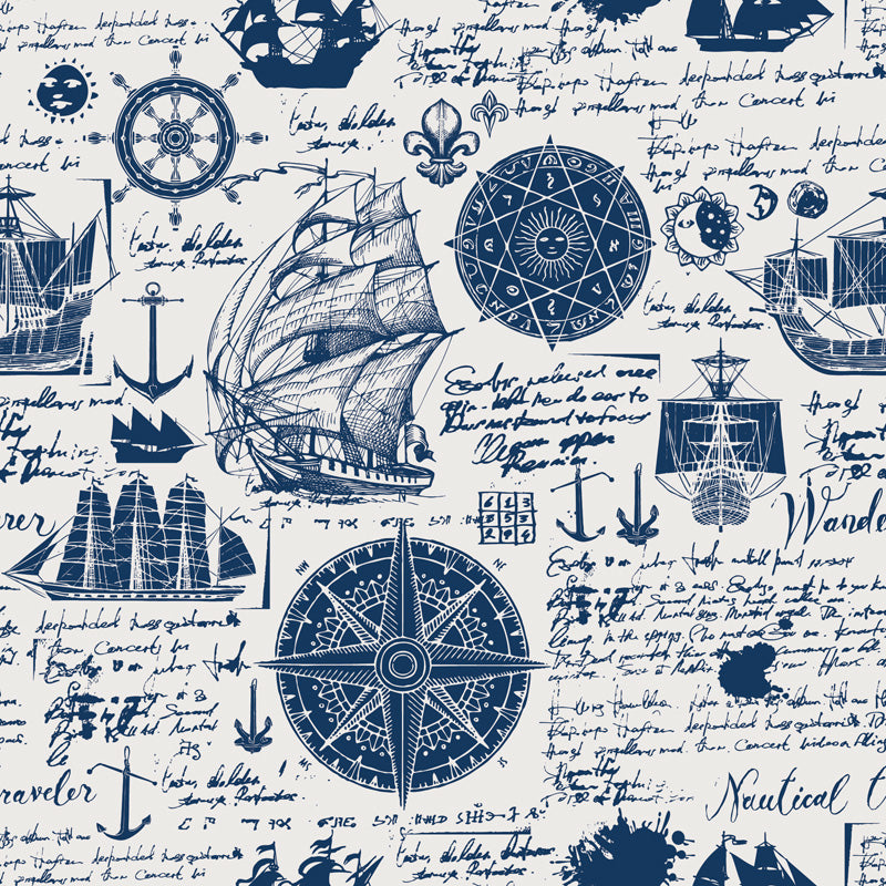 Voyager Nautical Blueprint Wallpaper