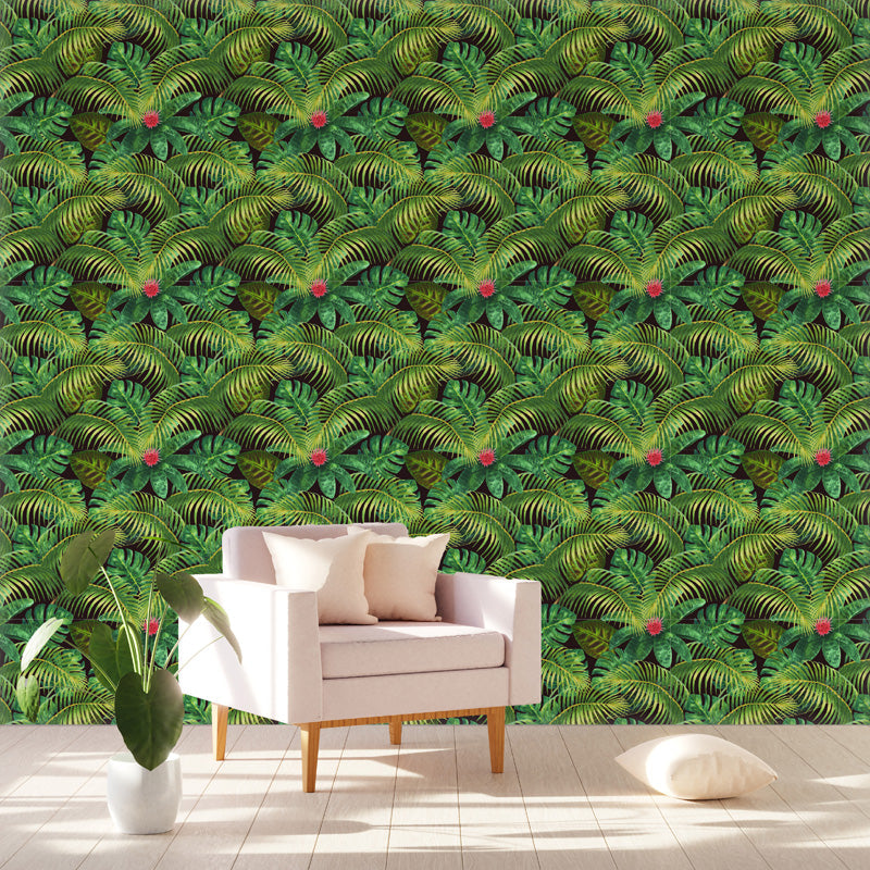 Wild Canopy – Tropical Botanical Wallpaper in Deep Green