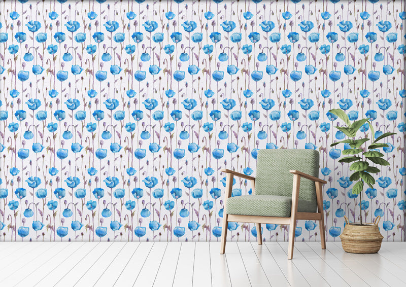 Watercolour Poppy Bloom Wallpaper