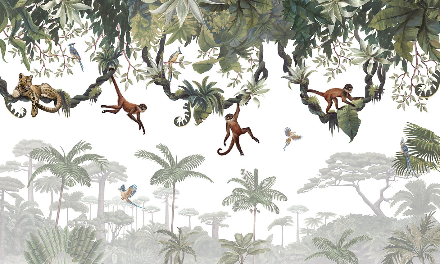 Cheeky Monkeys Jungle Wallpaper Mural
