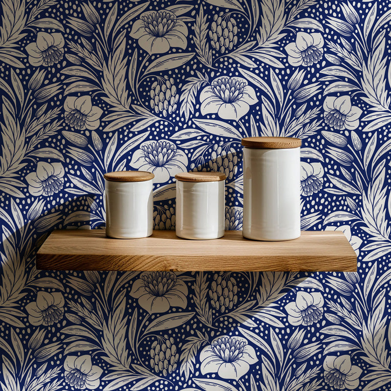 Indigo Garden – Classic Botanical Floral Wallpaper