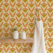 Harvest Fan – Retro Geometric Wallpaper in Warm Ochre