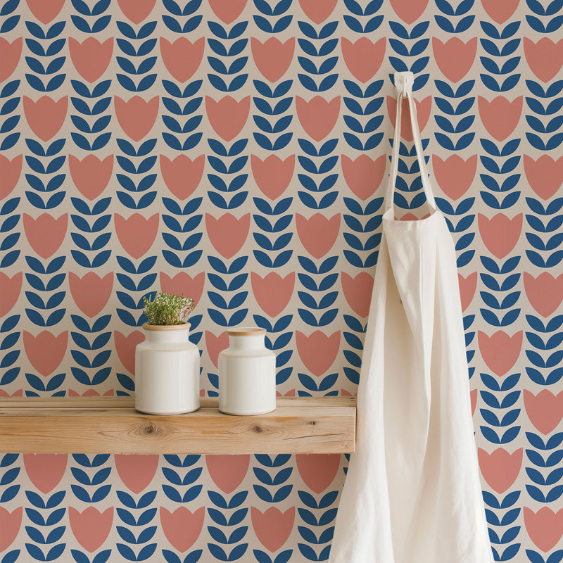 Nordic Tulip – Retro Floral Wallpaper