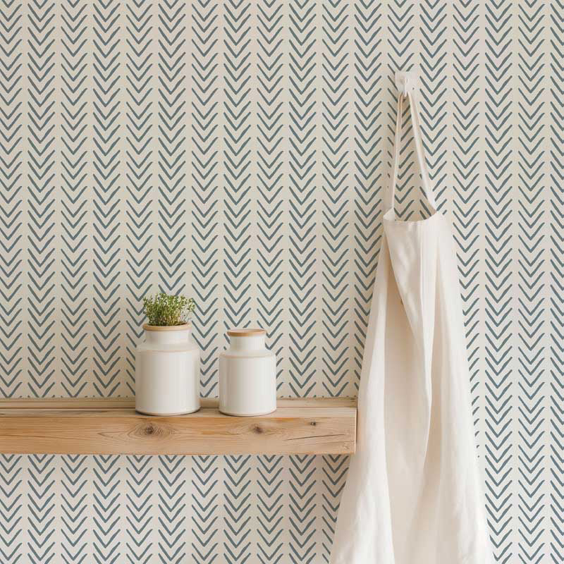 Delicate Herring – Geometric Wallpaper in Soft Blue