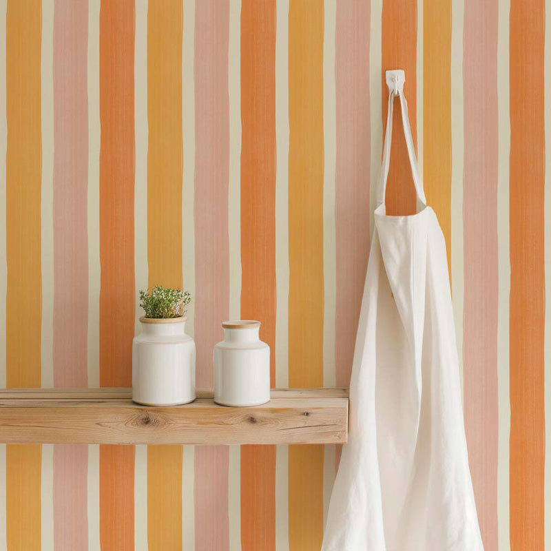 Textured Brushstroke Stripes – Wallpaper in Multi Colours