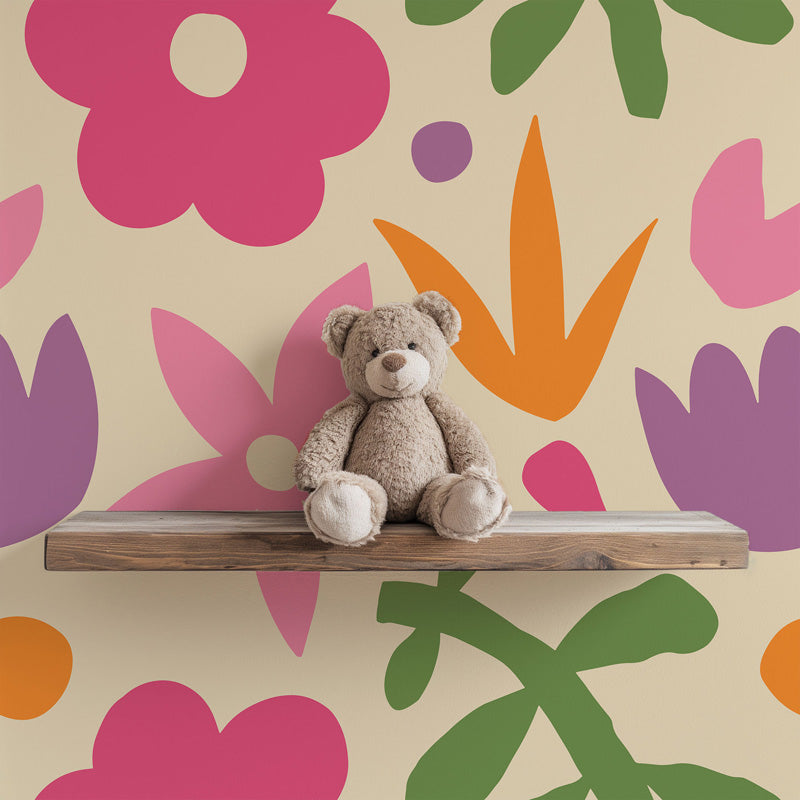 Joyful Garden Floral Wallpaper – Playful Botanical Design