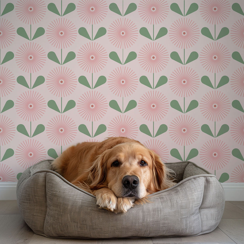 Radiant Petal – Soft Retro Floral Wallpaper