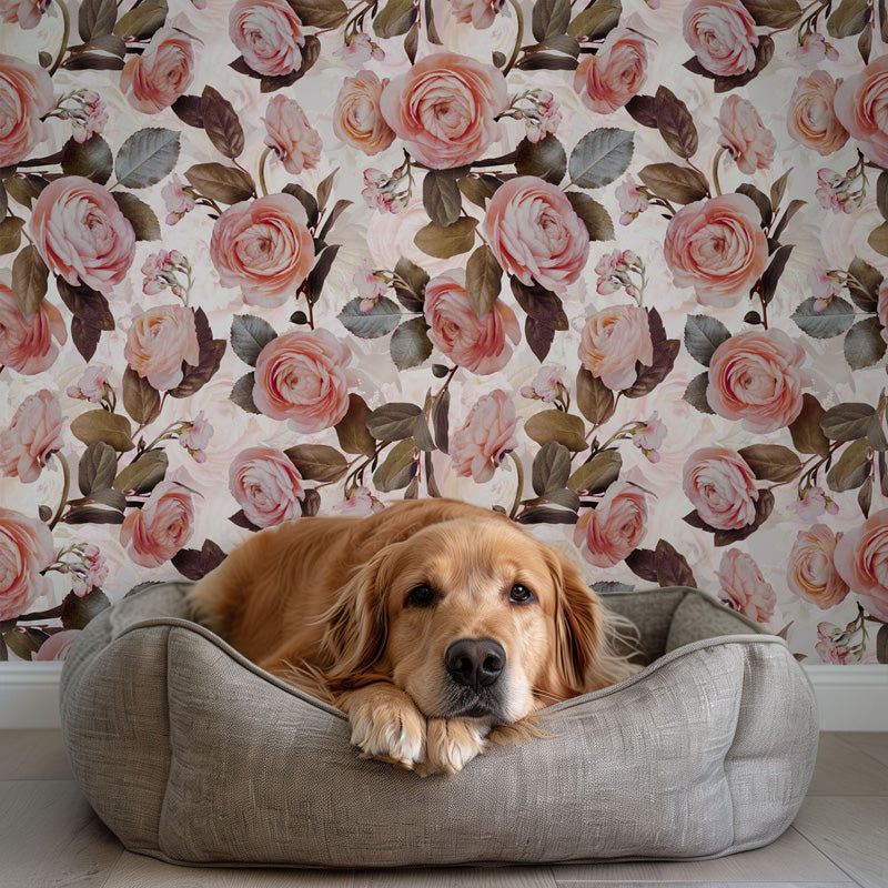Blush Garden Roses Wallpaper – Romantic Floral Pattern