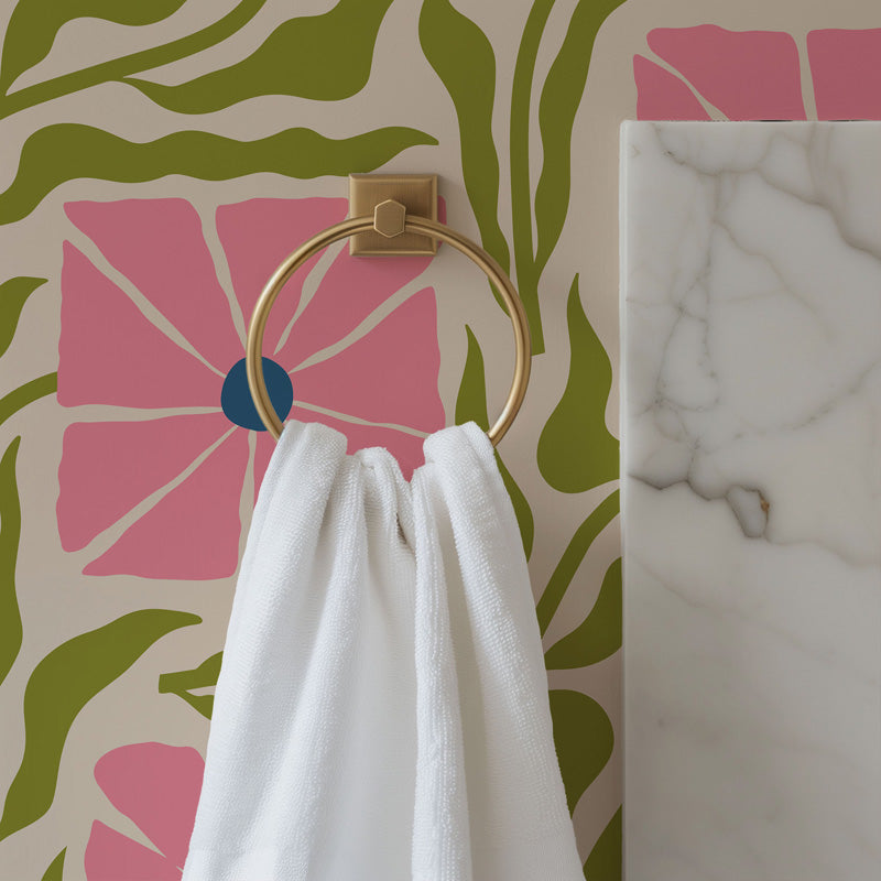 Petal Tile Floral Wallpaper – Retro Botanical Design
