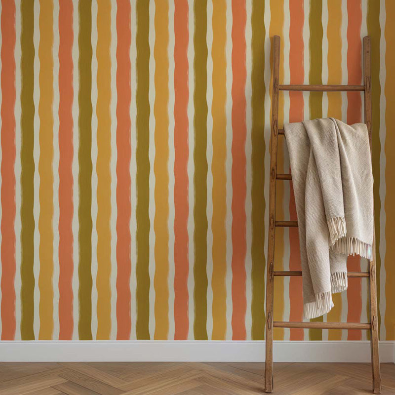 Wavy Brushstroke Stripes – Wallpaper in Multi Colours