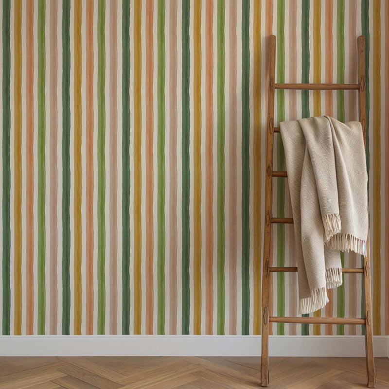 Watercolour Stripe – Soft Painted Striped Wallpaper in Pastel Tones