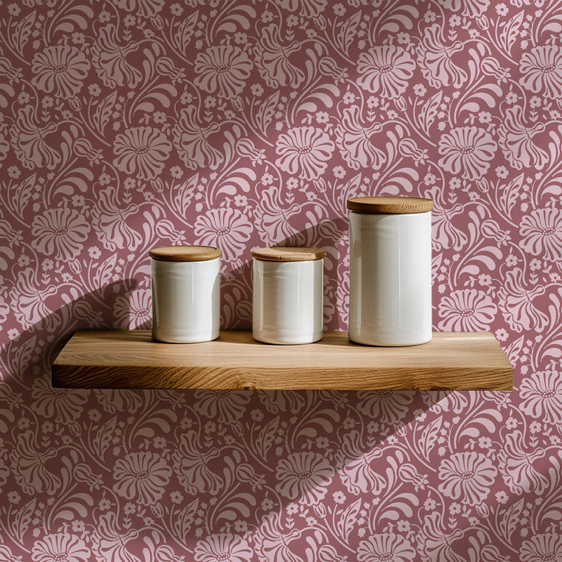 Flowing Floral Silhouette Wallpaper