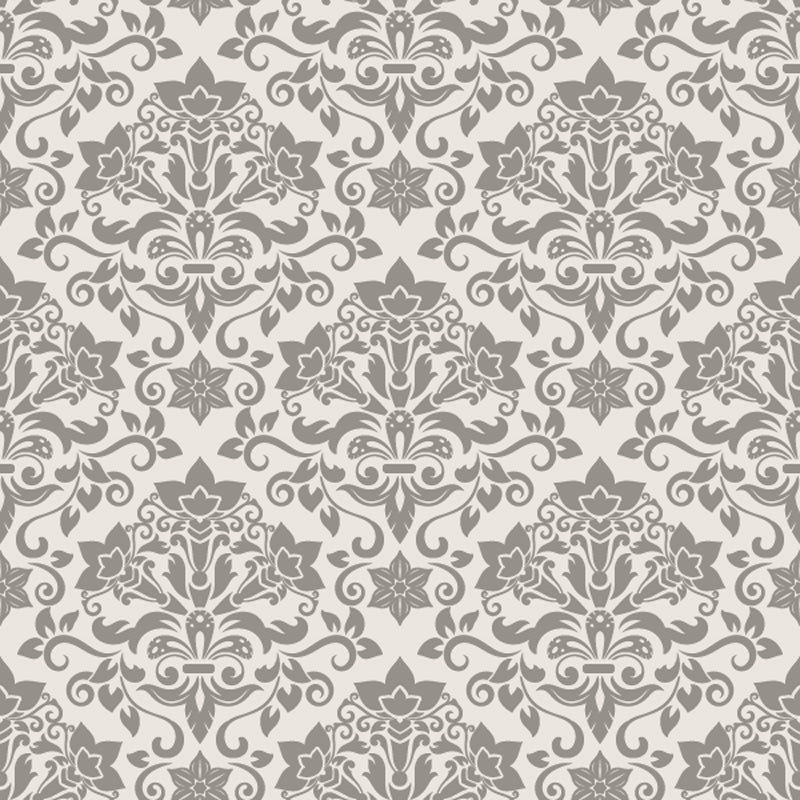 Beige damask wallpaper pattern on a gray background