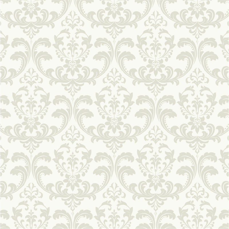 Decorative wallpaper pattern with intricate designs on a light background