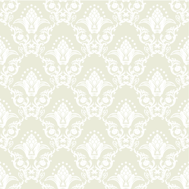 White floral pattern on a beige background
