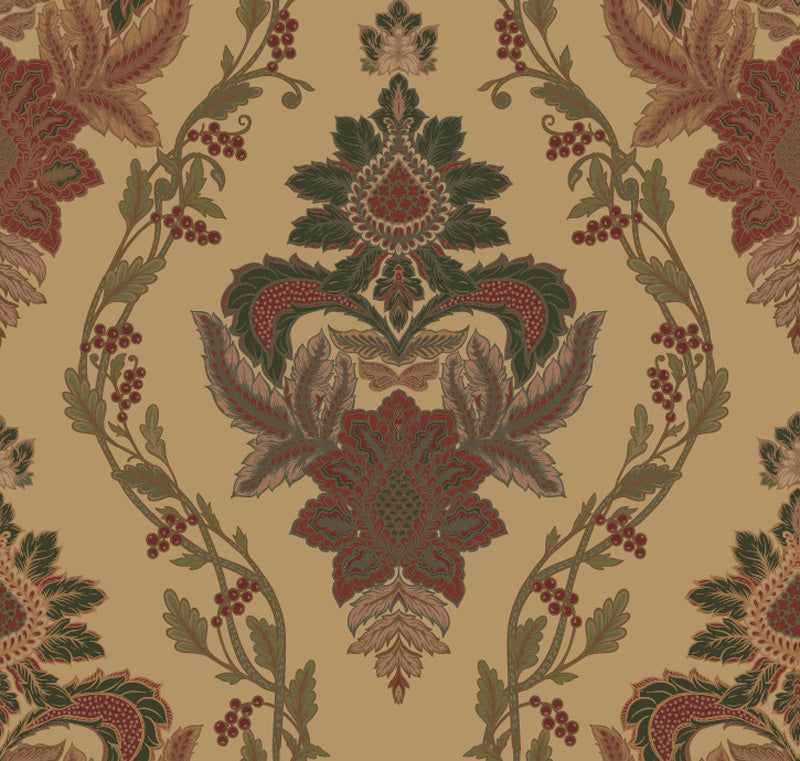 Ornate Botanical Damask Wallpaper