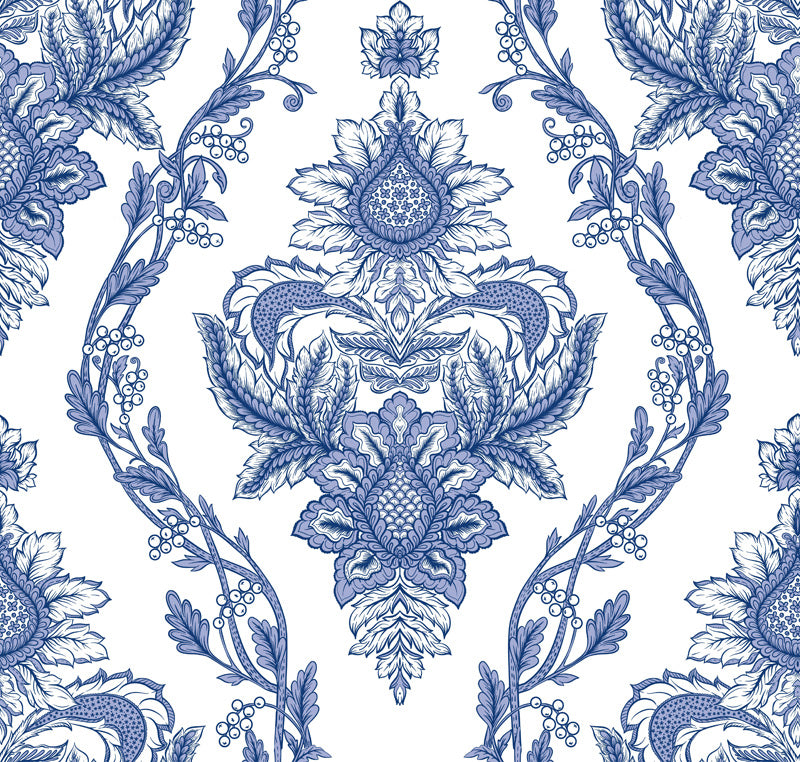 Ornate Botanical Damask Wallpaper
