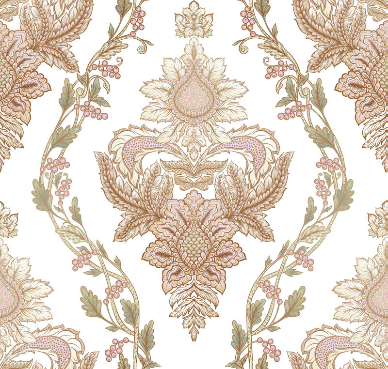 Ornate Botanical Damask Wallpaper