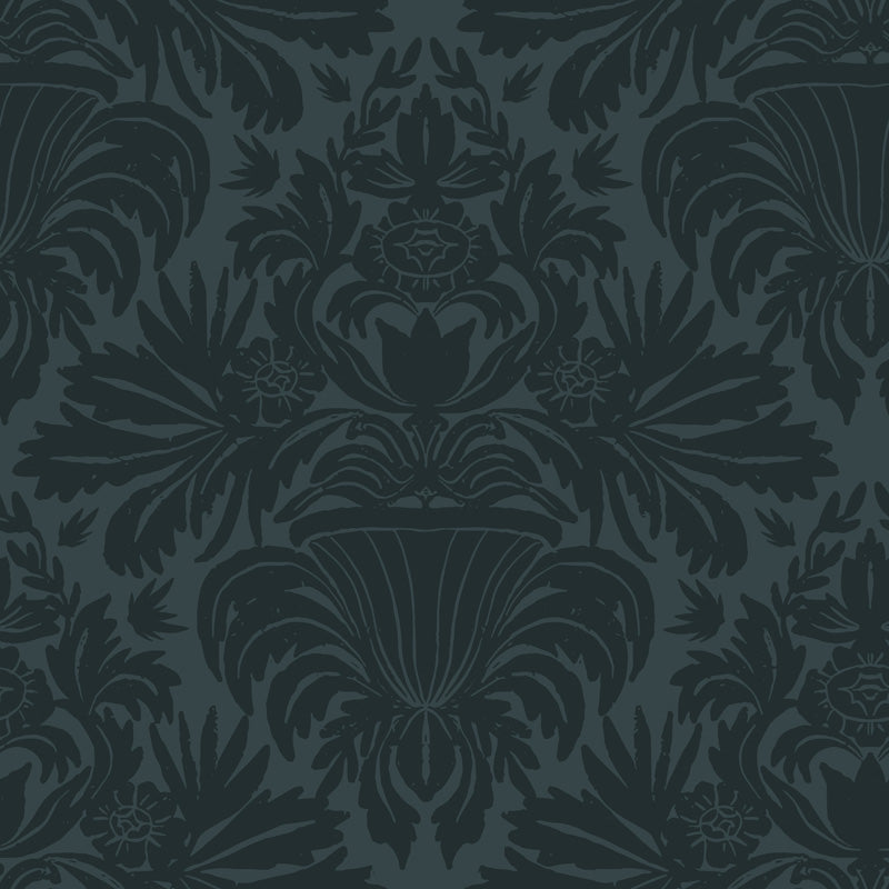 Midnight Botanical Damask Wallpaper