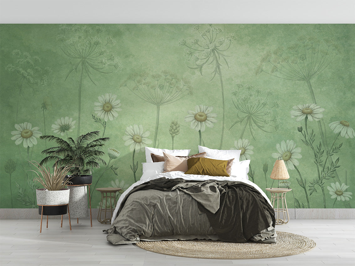 Dazzling Daisies Floral Botanical Wallpaper Mural