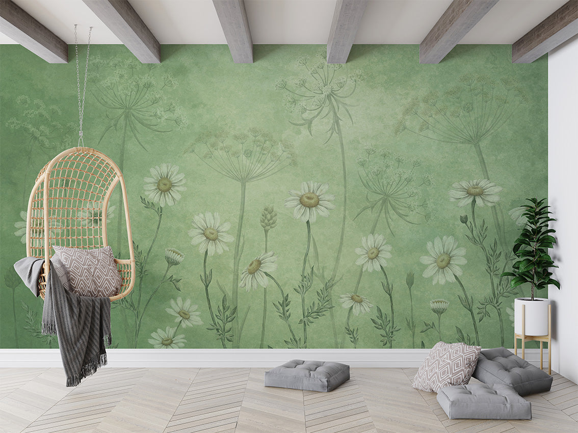 Dazzling Daisies Floral Botanical Wallpaper Mural