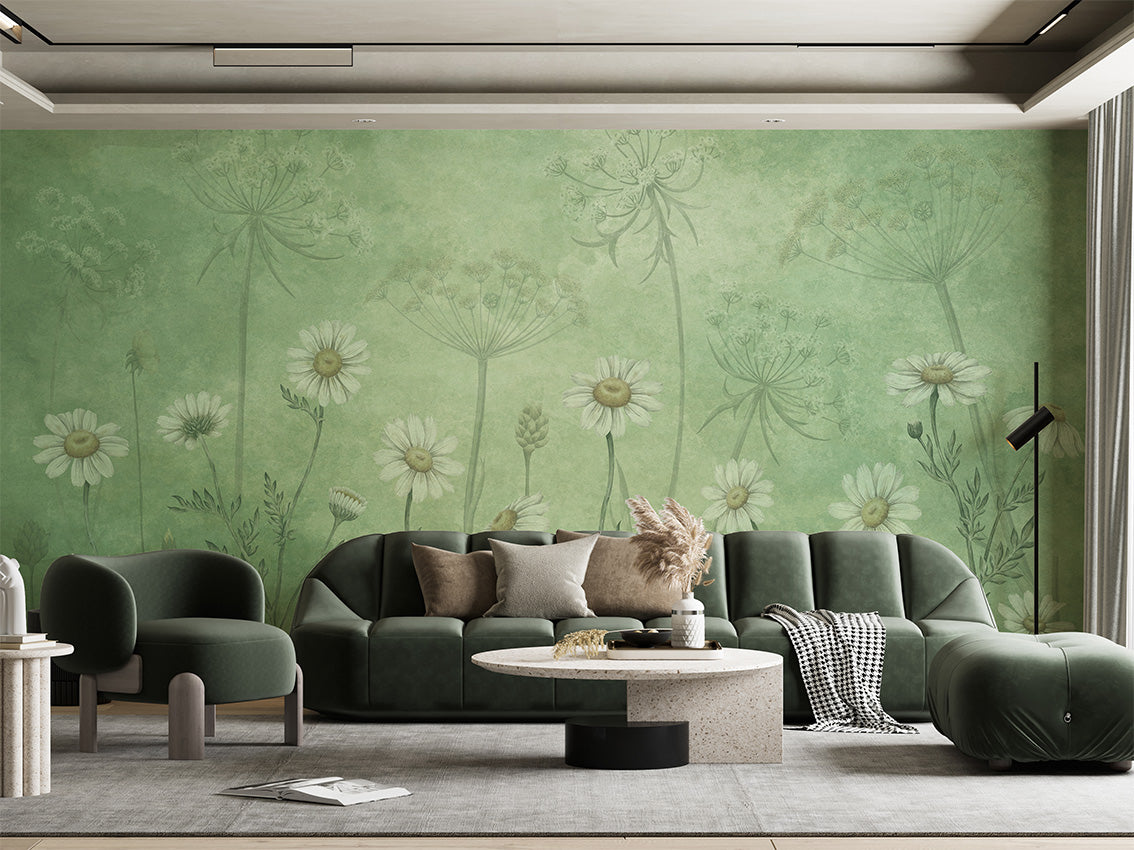 Dazzling Daisies Floral Botanical Wallpaper Mural