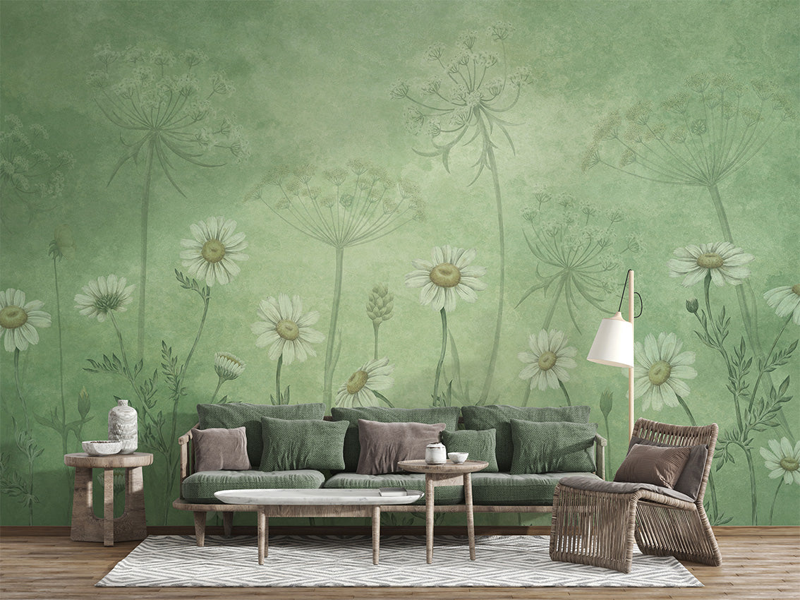 Dazzling Daisies Floral Botanical Wallpaper Mural
