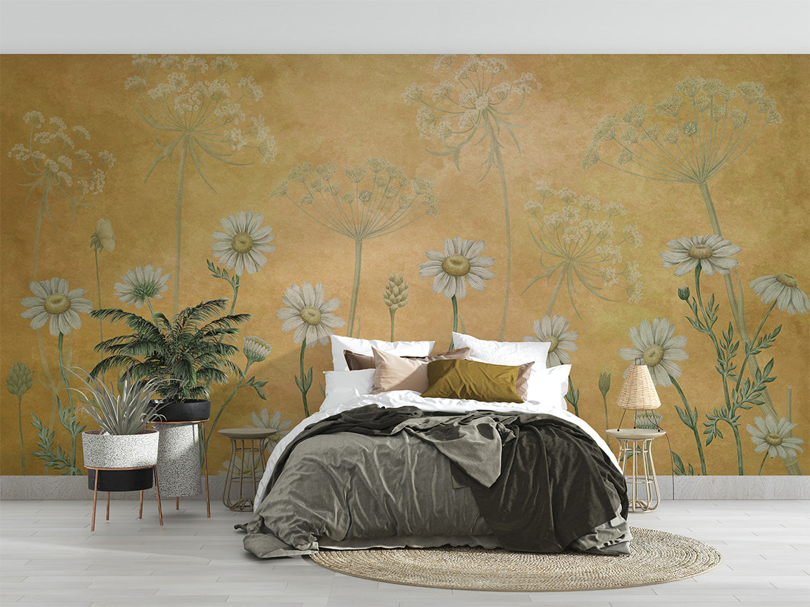 Dazzling Daisies Floral Botanical Wallpaper Mural