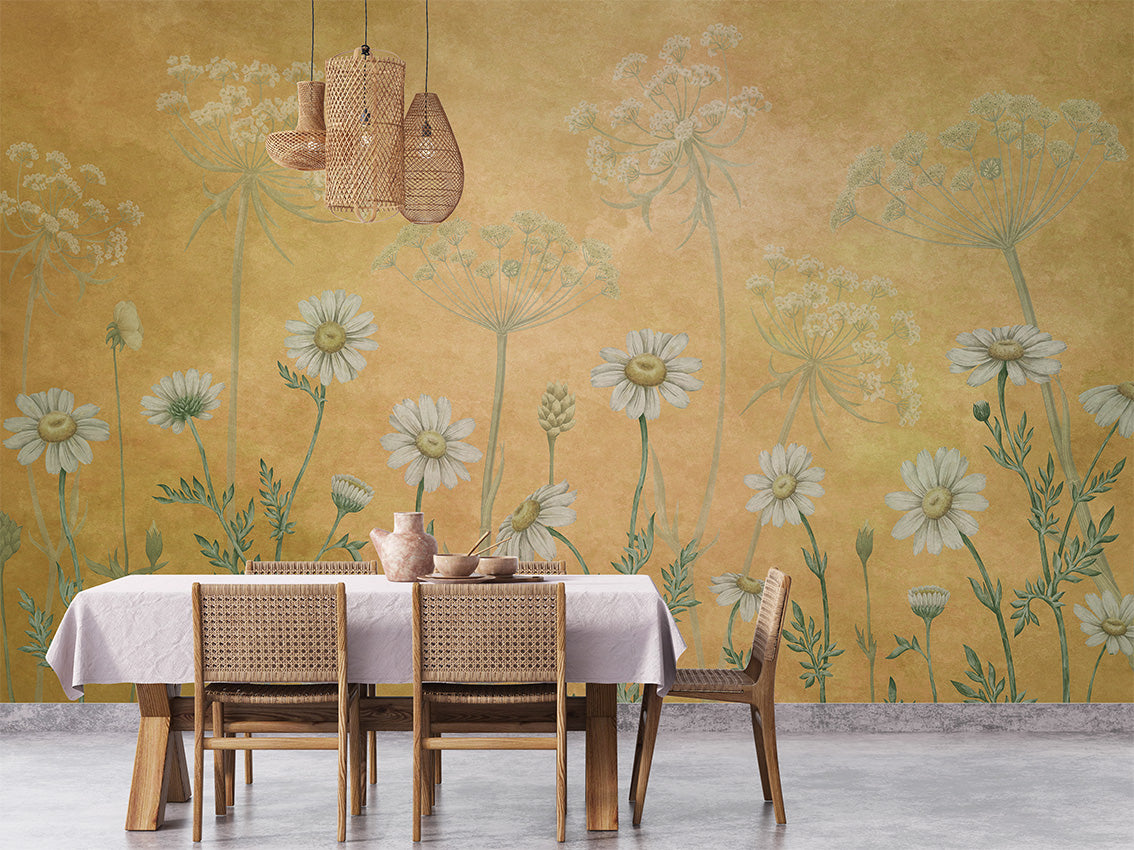 Dazzling Daisies Floral Botanical Wallpaper Mural