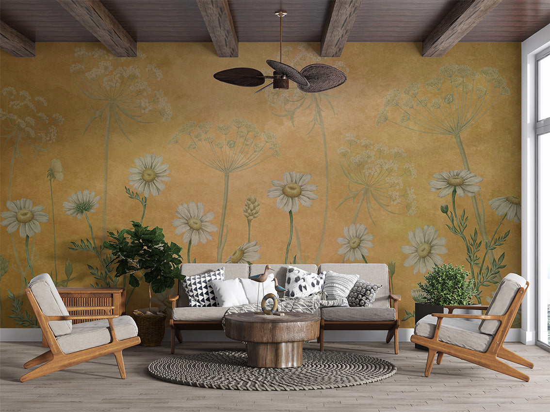 Dazzling Daisies Floral Botanical Wallpaper Mural