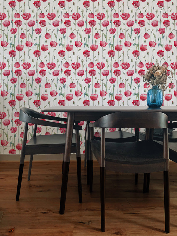 Watercolour Poppy Bloom Wallpaper